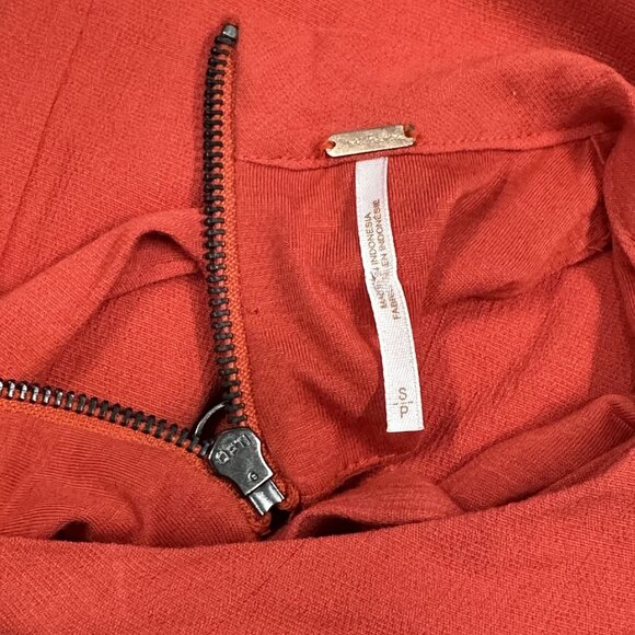 Free People Size Small Red Orange Kitty Kat Back Cut Out High Neck A-line Dress - Picture 12 of 13